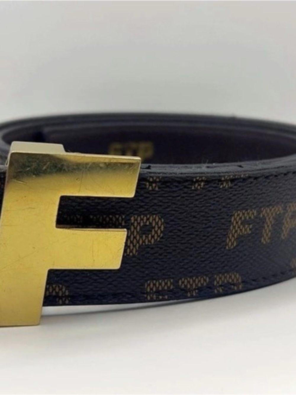 FTP Logo Monogram Belt Black & Gold Size S/M